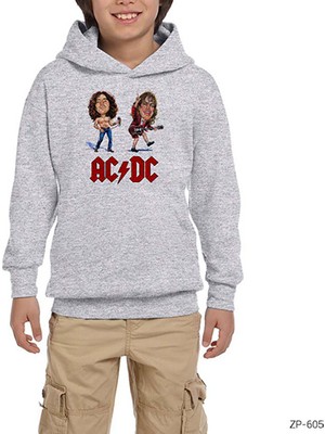 Zepplin Giyim Ac Dc Cartoon Gri Çocuk Kapşonlu Sweatshirt