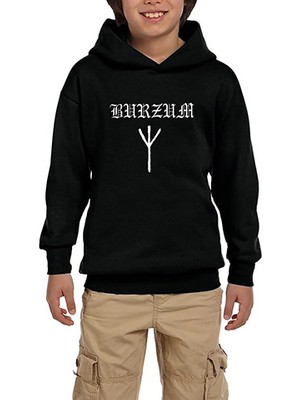 Zepplin Giyim Burzum Logo Siyah Çocuk Kapşonlu Sweatshirt