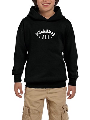 Zepplin Giyim Muhammed Ali Text Siyah Çocuk Kapşonlu Sweatshirt