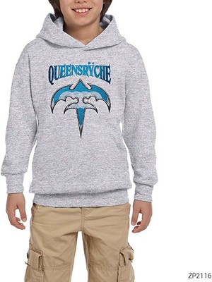 Zepplin Giyim Queensrÿche Blue Gri Çocuk Kapşonlu Sweatshirt