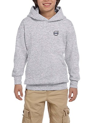 Zepplin Giyim Volvo Logo Gri Çocuk Kapşonlu Sweatshirt