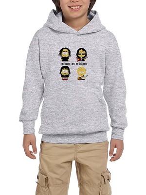 Zepplin Giyim System Of A Down Cartoon Gri Çocuk Kapşonlu Sweatshirt