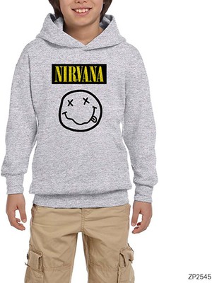 Zepplin Giyim Nirvana Smile Gri Çocuk Kapşonlu Sweatshirt