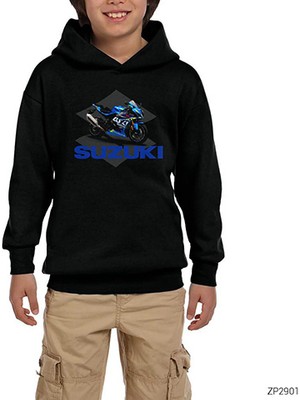 Zepplin Giyim Suzuki Gsx R1000 Siyah Çocuk Kapşonlu Sweatshirt
