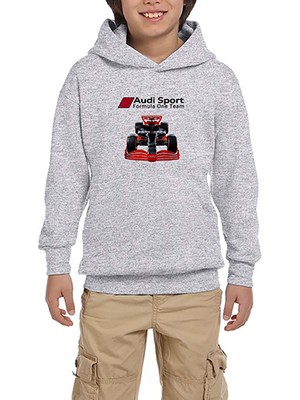 Zepplin Giyim F1 Audi Sport Formula Gri Çocuk Kapşonlu Sweatshirt