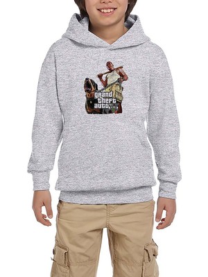 Zepplin Giyim Grand Theft Auto Five Dog And Man Gri Çocuk Kapşonlu Sweatshirt