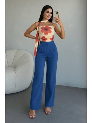 Mareandpanda Kadın Yüksek Bel Plise Detay Bol Paça Pantolon