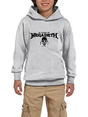 Zepplin Giyim Megadeth 35 Years Of Gri Çocuk Kapşonlu Sweatshirt