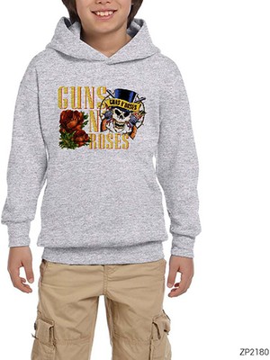 Zepplin Giyim Guns N Roses Skull Alternative Gri Çocuk Kapşonlu Sweatshirt