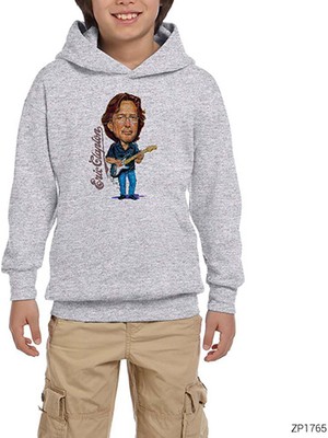 Zepplin Giyim Eric Clapton Cartoon Gri Çocuk Kapşonlu Sweatshirt