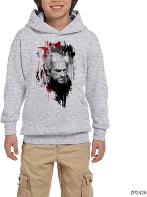 Zepplin Giyim The Witcher Geralt Of Rivia Gri Çocuk Kapşonlu Sweatshirt