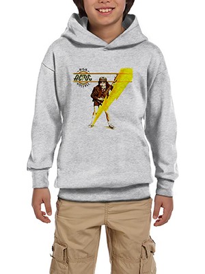 Zepplin Giyim Ac Dc High Voltage Framed Gri Çocuk Kapşonlu Sweatshirt