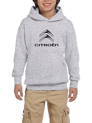 Zepplin Giyim Citroen Logo Gri Çocuk Kapşonlu Sweatshirt