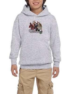 Zepplin Giyim Grand Theft Auto Five Team Gri Çocuk Kapşonlu Sweatshirt