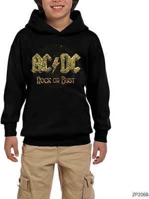 Zepplin Giyim Ac Dc Rock Or Bust Siyah Çocuk Kapşonlu Sweatshirt