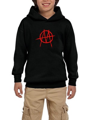 Zepplin Giyim Marilyn Manson Ministry Red Logo Siyah Çocuk Kapşonlu Sweatshirt