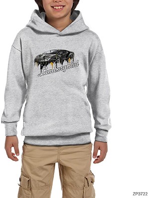 Zepplin Giyim Flowing Lamborghni Gri Çocuk Kapşonlu Sweatshirt