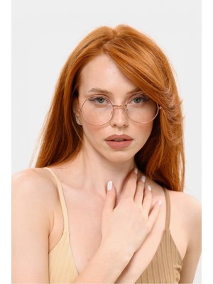 Bappir BP9040 Unisex Gold Çerçeveli Mavi Işık Korumalı Retro Metal Çerçeve Şeffaf Gözlük