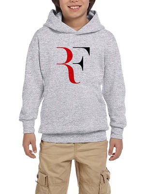 Zepplin Giyim Roger F. Colored Logo Gri Çocuk Kapşonlu Sweatshirt