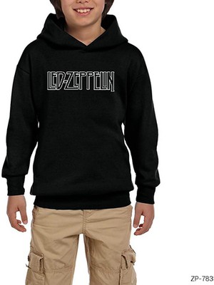Zepplin Giyim LED Zeppelin Outline Siyah Çocuk Kapşonlu Sweatshirt