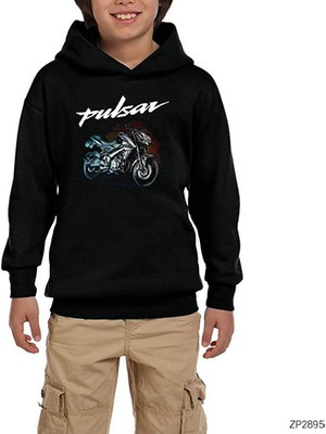 Zepplin Giyim Pulsar NS200 Siyah Çocuk Kapşonlu Sweatshirt