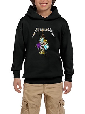Zepplin Giyim Metallica Skull Siyah Çocuk Kapşonlu Sweatshirt