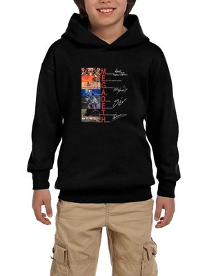 Zepplin Giyim Megadeth Albums Cover Siyah Çocuk Kapşonlu Sweatshirt