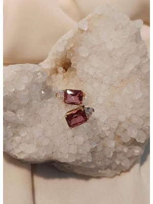 Küpe Zultanit Dikdörtgen 925 Ayar Gümüş Renk Değiştiren Altın Renk Sultanit Küpe