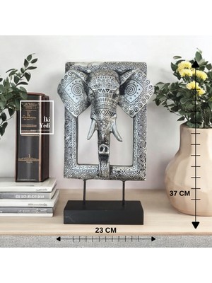 İki Yedi Konsept Fudd Afrika Desenli Fil Heykeli Dekoratif Biblo Etnik Tasarım Ev Ofis Aksesuarı Hediyelik Obje Gri