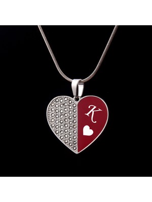 Feelings Harfli Taşlı Kalp Kadın Çelik Kolye Takı Kişiye Özel Hediyelik Aksesuar