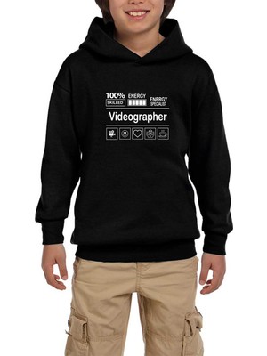 Zepplin Giyim Videographer Siyah Çocuk Kapşonlu Sweatshirt