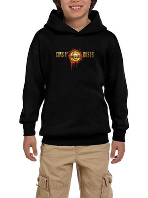 Zepplin Giyim Guns N Roses Drops Logo Siyah Çocuk Kapşonlu Sweatshirt