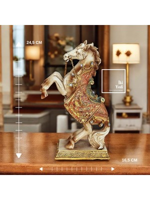 İki Yedi Konsept Dahmer Beyaz Şahlanan At Figürü Dekoratif Obje Biblo Heykel Ev Ofis Hediyesi Hediyelik Dekorasyon