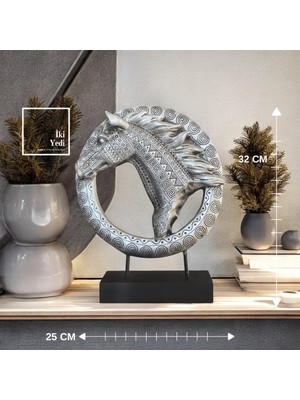 İki Yedi Konsept Rulfo At Figürlü Dekor 32 cm Tribal Desenli Polyester Heykel, Masaüstü ve Raf Aksesuarı Ofis Hediye