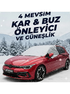 BYENS Oto Branda Araba Brandası Buzlanma Önleyici Çadırı Örtüsü Araç Tentesi Ön Cam Güneşlik Camı Güneşliği Buz Kar Koruyucu Yarım