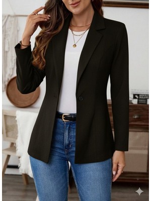 Bosel Kadın Uzun Kollu Yakalı Tek Düğmeli Süet Ceket