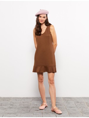 Lc Waikiki Yeni Sezon Kadın V Yaka Düz Tüvit Elbise