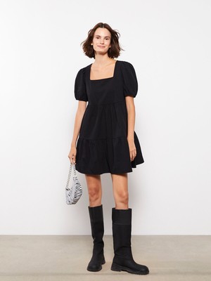 Lc Waikiki Yeni Sezon Kare Yaka Düz Kısa Kollu Elbise