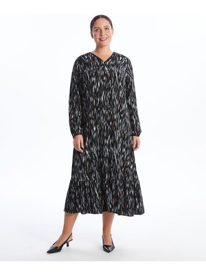 Lc Waikiki Yeni Sezon V Yaka Desenli Elbise