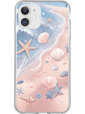 TechTree iPhone 11 Uyumlu Sahil Deniz Kabuğu Baskılı Silikon Kılıf