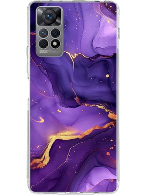 TechTree Redmi Note 12 Pro 4g Uyumlu Ametist Taşı Mor Mermer Baskılı Silikon Kılıf