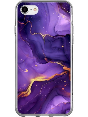 TechTree iPhone 7/8/se 2020 2022 Uyumlu Ametist Taşı Mor Mermer Baskılı Silikon Kılıf