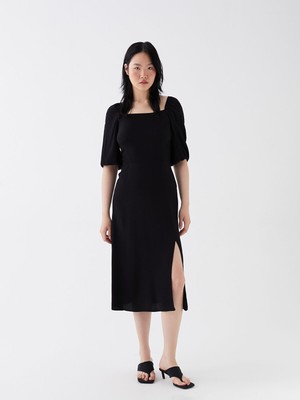 Lc Waikiki Yeni Sezon Kare Yaka Düz Maroken Kadın Elbise