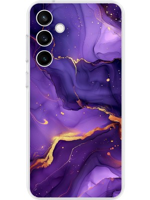 TechTree Samsung Galaxy S23 Fe Uyumlu Ametist Taşı Mor Mermer Baskılı Silikon Kılıf