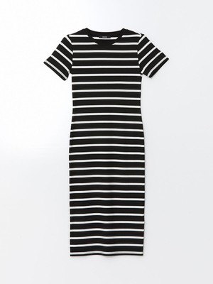 Lc Waikiki Yeni Sezon Bisiklet Yaka Çizgili Kadın Bodycon Elbise