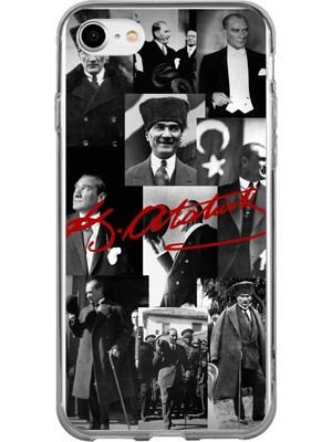 TechTree iPhone 7/8/se 2020 2022 Uyumlu Kırmızı Mustafa Kemal Atatürk Imza Baskılı Silikon Kılıf