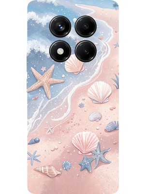 TechTree Redmi Note 14 Pro 5g Uyumlu Sahil Deniz Kabuğu Baskılı Silikon Kılıf