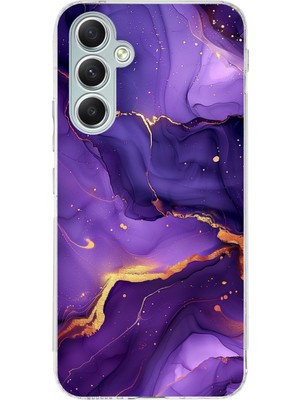 TechTree Samsung Galaxy A34 Uyumlu Ametist Taşı Mor Mermer Baskılı Silikon Kılıf