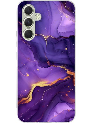 TechTree Samsung Galaxy A15 Uyumlu Ametist Taşı Mor Mermer Baskılı Silikon Kılıf