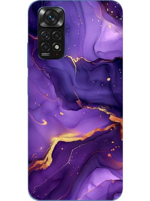 TechTree Redmi Note 11 - 11S Uyumlu Ametist Taşı Mor Mermer Baskılı Silikon Kılıf